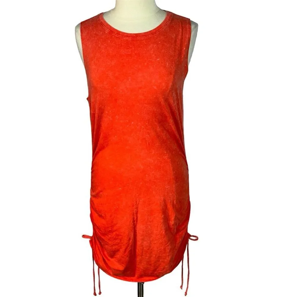 Victoria's Secret PINK Sleeveless Ruched Drawstring Dress Coral Orange XL - Picture 3 of 9